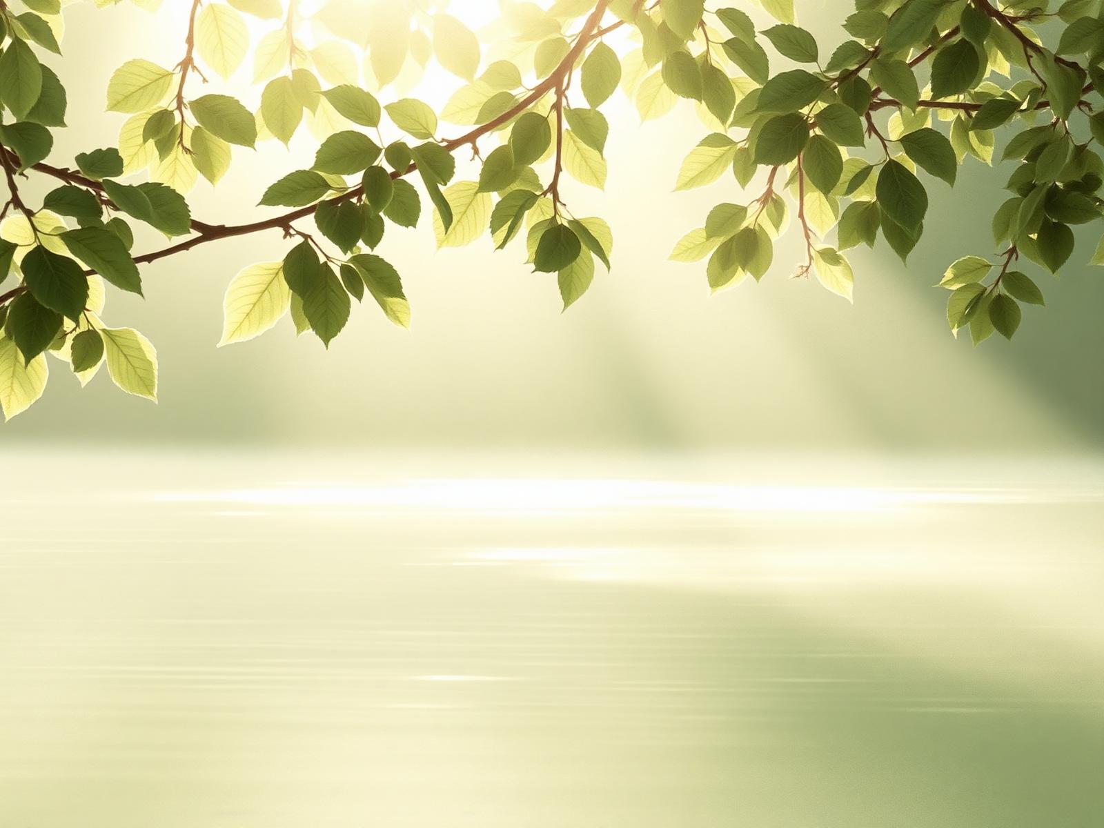 Sunlight through leaves over still water